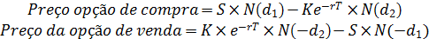 Fórmula para o preço das Opções